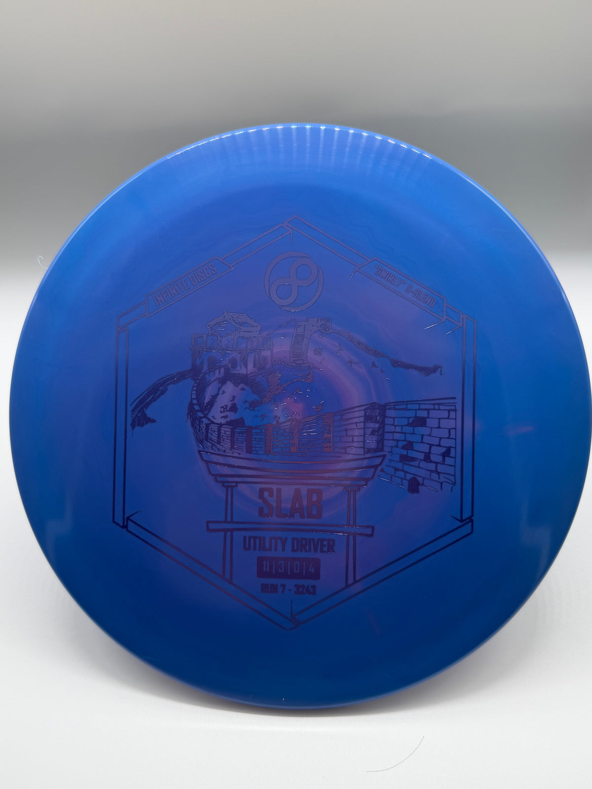 Infinite Disc-Swirly S-Blend-Slab - Blurple Swirl-175-01