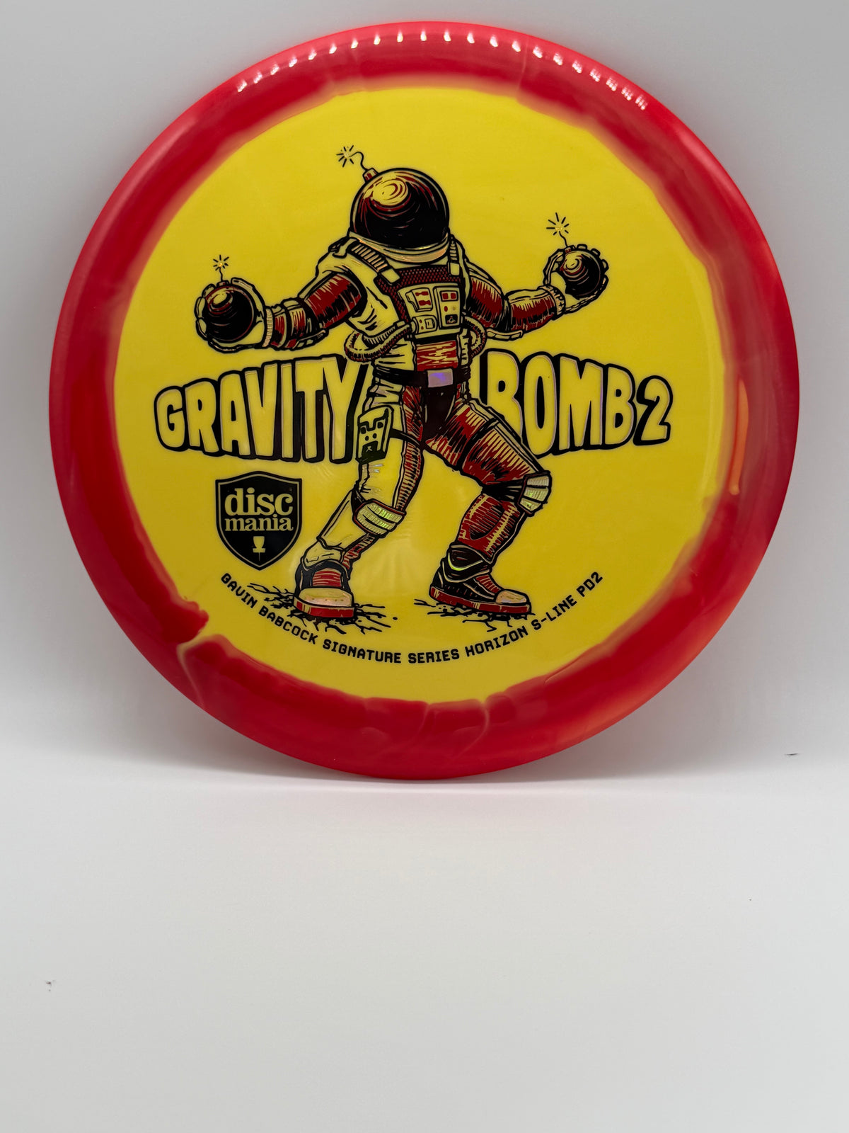 Discmania Horizon S Line PD 2 Gravity Bomb2 Yellow/Red Tri Foil 175 03